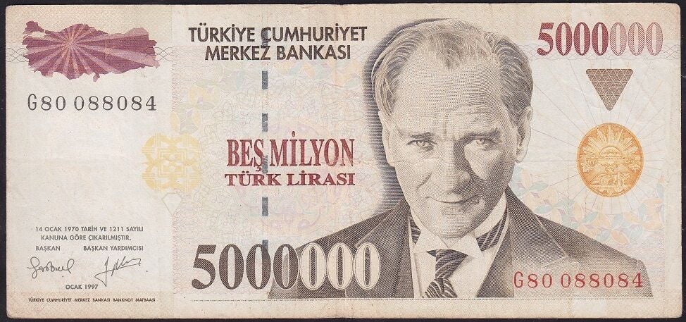 7.Emisyon 5.000.000 Lira G80 088084 Çok Temiz