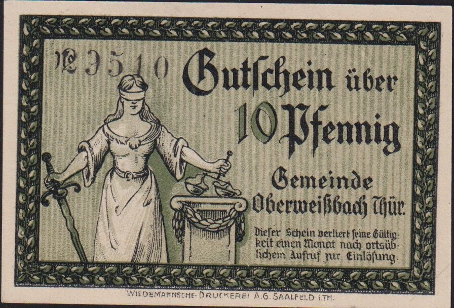 Almanya 10 Pfennig Notgeld 1921 Çil