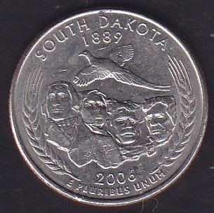 Amerika Çeyrek Dolar 2006 P Hatıra South Dakota