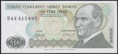 7.Emisyon 1.Tertip 10 Lira B44 415497 Çilaltı Çil