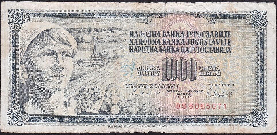 Yugoslavya 1000 Dinar 1981 Haliyle