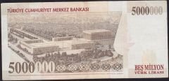 7.Emisyon 5 000 000 Lira J56 663739 Çok Temiz+