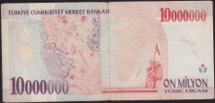 7.Emisyon 10 000 000 Lira A89 750593 Çok Temiz