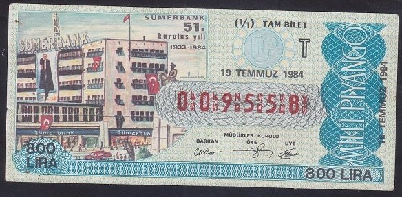 1984 19 TEMMUZ TAM BİLET T SERİSİ
