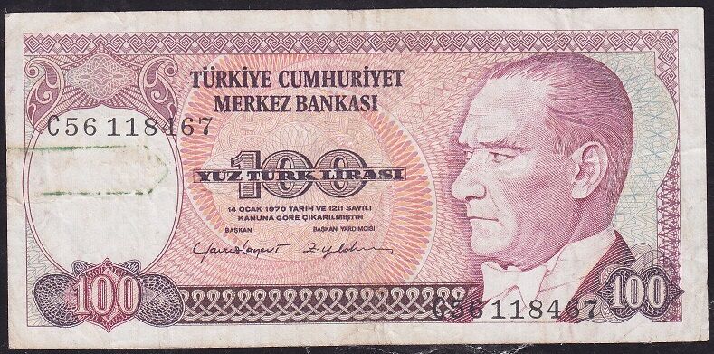 7.Emisyon 2.Tertip 100 Lira C56 118467 Çok Temiz