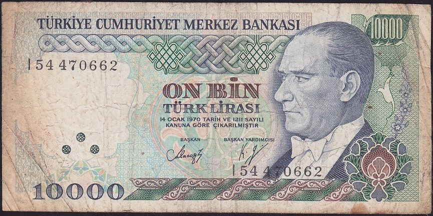 7.Emisyon 4.Tertip 10000 Lira I54 470662 Temiz
