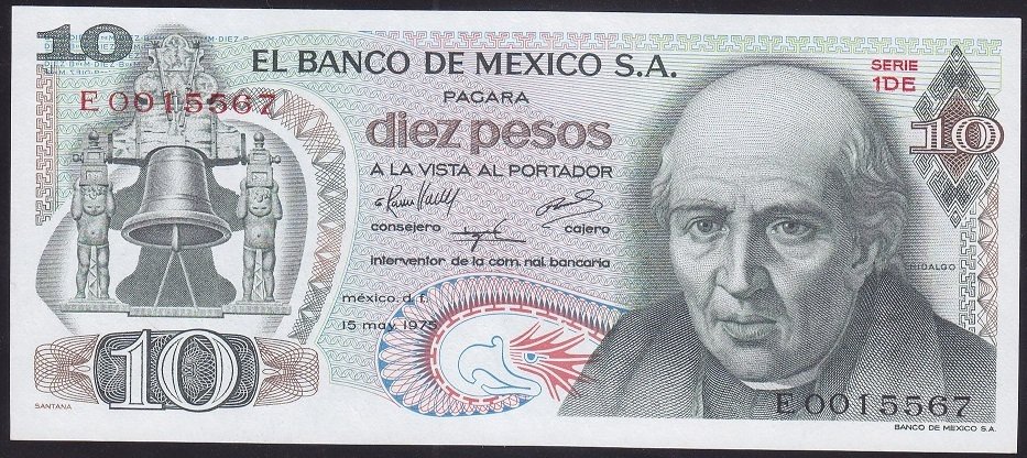 Meksika 10 Pesos 1975 Çil ( E) Pick63h
