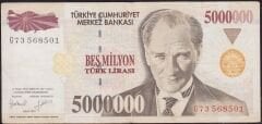 7.Emisyon 5000000 Lira G73 568501 Çok Temiz+