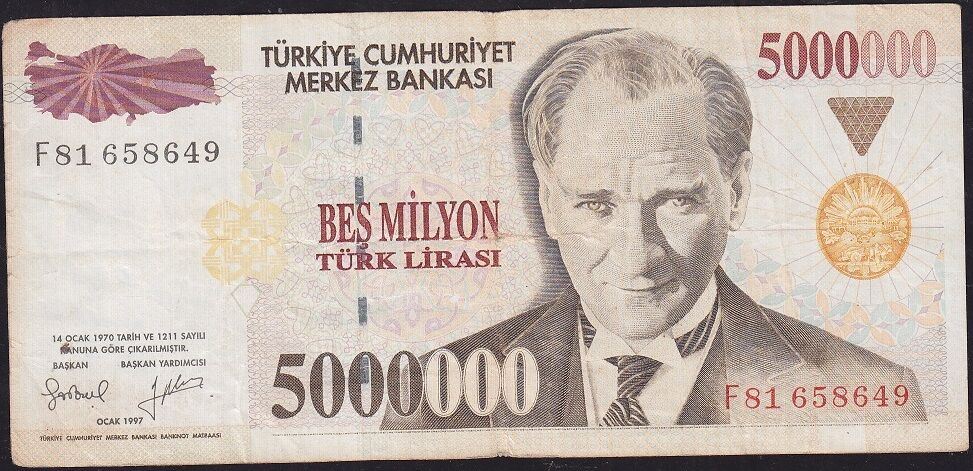7.Emisyon 5 000 000 Lira F81 658649 Çok Temiz