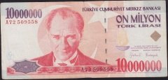 7.Emisyon 10 000 000 Lira A72 509558 Çok Temiz