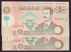 IRAK 50 DİNAR 1991 ÇİL - 10 ADET SERİ TAKİPLİ eski kağıt para değerleri
