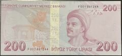 9.Emisyon 6.Tertip 200 Lira F001 881244 Çil
