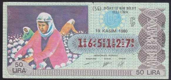 1980 19 KASIM ÇEYREK BİLET Ç SERİSİ