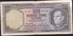 5.Emisyon 4.Tertip 500 Lira V47 021100 Çok Temiz