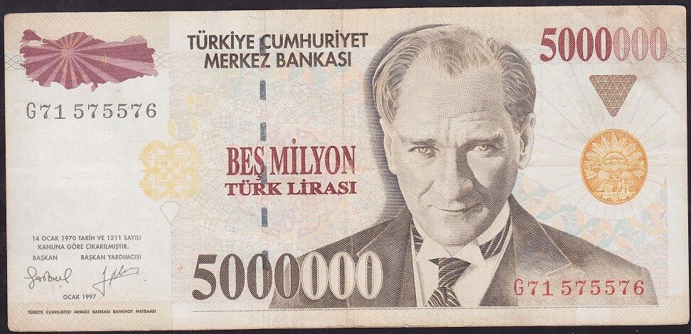 7.Emisyon 5000000 Lira G71 575 576 Çok Temiz+