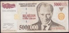 7.Emisyon 5000000 Lira G71 575 576 Çok Temiz+