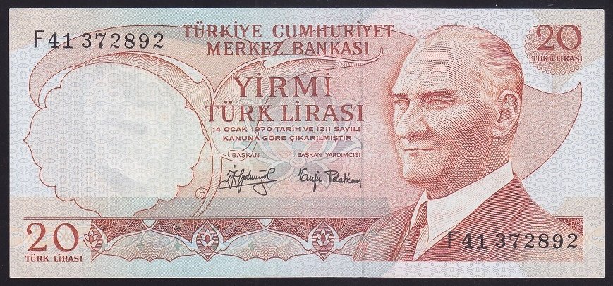 6.EMİSYON 3.TERTİP 20 LİRA F41 372892 ÇÇT ÇİLALTI