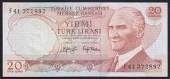 6.EMİSYON 3.TERTİP 20 LİRA F41 372892 ÇÇT ÇİLALTI