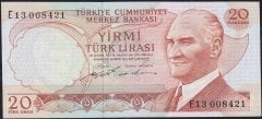 6.Emisyon 2.Tertip 20 Lira E13 008421 Çilaltı Çil