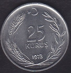 1973 Yılı 25 Kuruş Çilaltı Çil