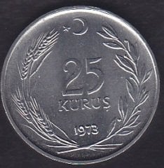 1973 Yılı 25 Kuruş Çilaltı Çil