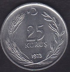 1973 Yılı 25 Kuruş Çilaltı Çil