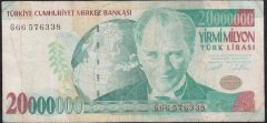 7.EMİSYON 20 000 000 LİRA G66 576338 TEMİZ