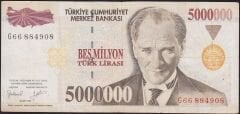 7.Emisyon 5000000 Lira G66 884908 Çok Temiz