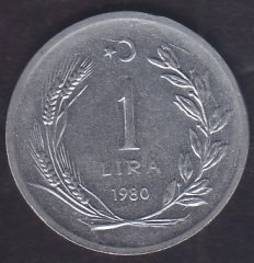 1980 Yılı 1 Lira Çok Çok Temiz + (Düz )