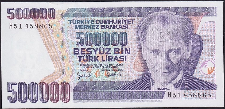7.Emisyon 4.Tertip 500000 Lira H51 458865 Çilaltı Çil