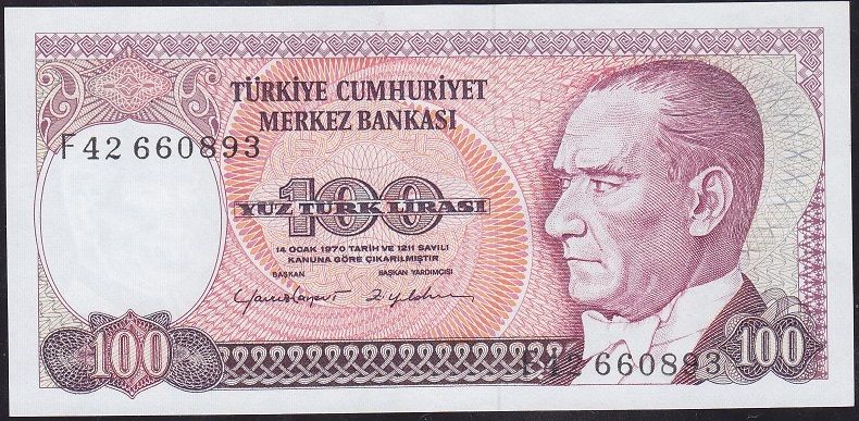 7.Emisyon 2.Tertip 100 Lira F42 660893 Çilaltı Çil