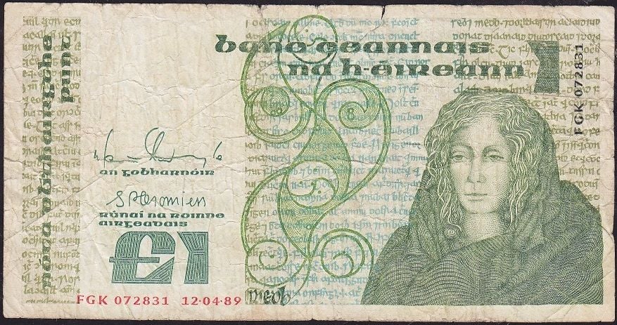 İrlanda 1 pound 1989 Temiz