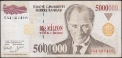7.Emisyon 5.000.000 Lira G54 657418 Çok Temiz