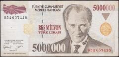 7.Emisyon 5000000 Lira G54 657418 Çok Temiz