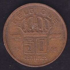 Belçika 50 Centimes 1953