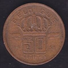 Belçika 50 Centimes 1953