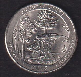 Amerika Çeyrek Dolar 2018 P Hatıra -Pictured Rocks Ulusal Göl Kıyısı