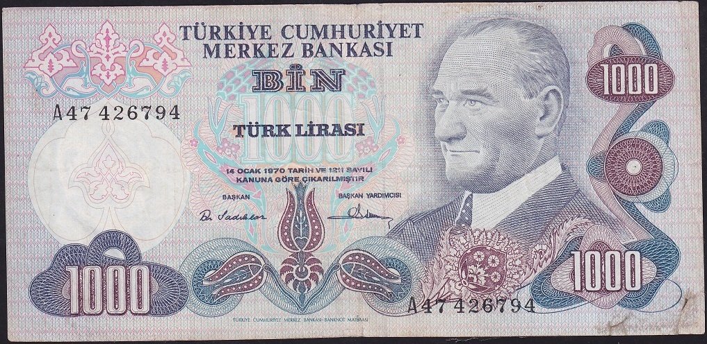 6.Emisyon 1.Tertip 1000 Lira A47 426794 Haliyle