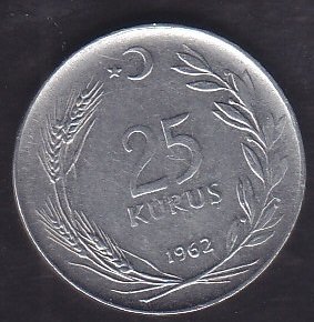 1962 YILI 25 KURUŞ ÇÇT