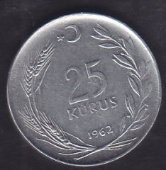 1962 YILI 25 KURUŞ ÇÇT