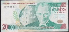 7.EMİSYON 20 000 000 LİRA G80 631401 ÇOK TEMİZ +
