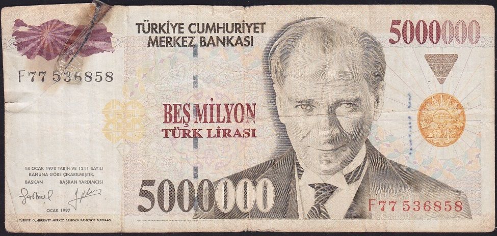 7.Emisyon 5 000 000 Lira F77 536858 Haliyle
