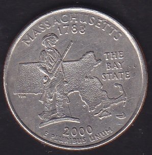 Amerika Çeyrek Dolar 2000  P Hatıra Massachusetts