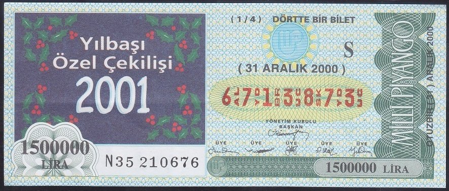 2000 31 ARALIK ÇEYREK BİLET - S SERİSİ