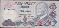 6.Emisyon 1.Tertip 1000 Lira A46 108898 Temiz