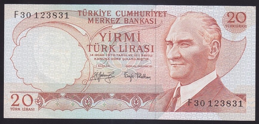 6.EMİSYON 3.TERTİP 20 LİRA F30 123831 ÇİLALTI