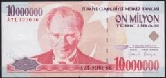 7.Emisyon 10000000 Lira A21 320066 Çok Temiz