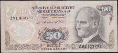 6.Emisyon 1.Tertip 50 Lira Z91 403731 Çok Temiz