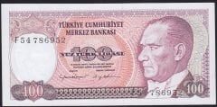 7.Emisyon 2.Tertip 100 Lira F54 786952 Çilaltı ( Bombe var )