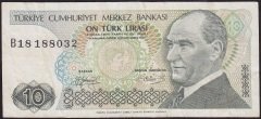 7.Emisyon 1.Tertip 10 Lira B18 188032 Çok Temiz